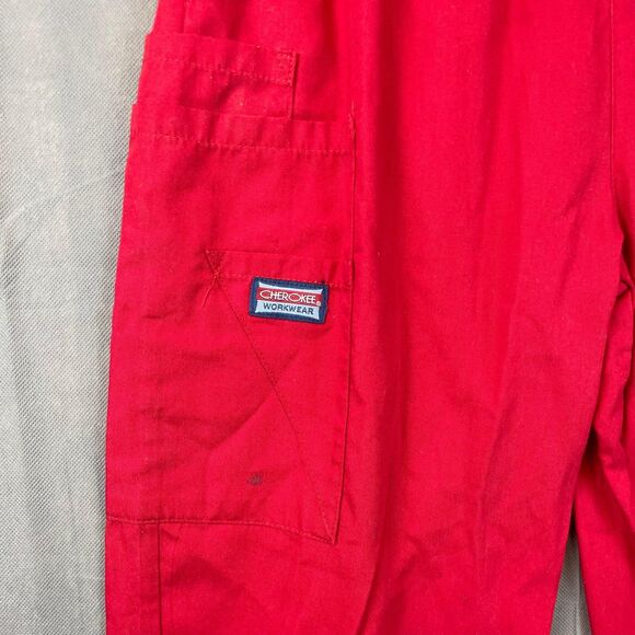Cherokee Workwear Scrub Pants Women Size XS Red Pull On Elastic Waist Cargo - Picture 2 of 10